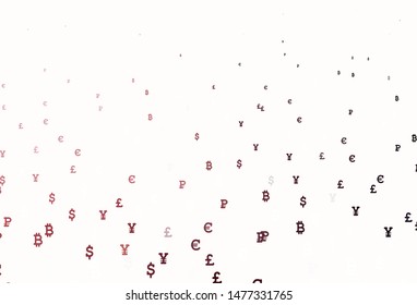 Light Pink, Red vector texture with colored currency signs. Colored symbols of currency on white background. Design for business advert of economic, wealth.