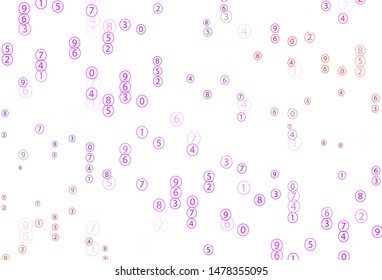 Light Pink, Red vector texture with mathematic symbols. Illustration with Numeral symbols on abstract template. Pattern for school, grammar websites.