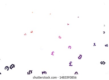 Light Pink, Red vector texture with colored currency signs. Abstract illustration with colored financial digital symbols. Pattern for bank ads, posters, banners.