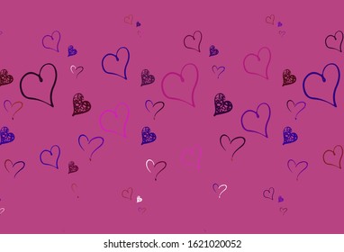 Light Pink, Red vector texture with lovely hearts. Smart illustration with gradient hearts in valentine style. Template for Valentine's greeting postcards.