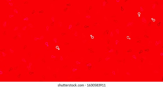 Light Pink, Red vector texture with women's rights symbols. Illustration with signs of women's strength and power. Elegant design for wallpapers.