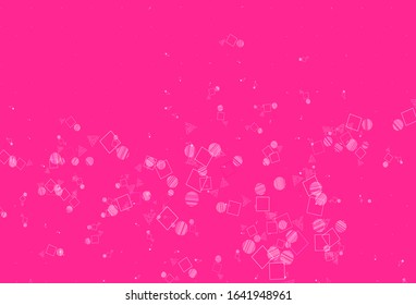 Light Pink, Red vector texture with poly style with circles, cubes. Decorative design in abstract style with lines, dots, cubes. Pattern for booklets, leaflets