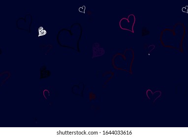 Light Pink, Red vector texture with lovely hearts. Smart illustration with gradient hearts in valentine style. Template for Valentine's greeting postcards.