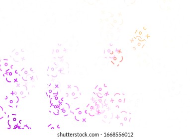 Light Pink, Red vector texture with mathematic symbols. Illustration with Numeral symbols on abstract template. Pattern for posters, banners of math books.