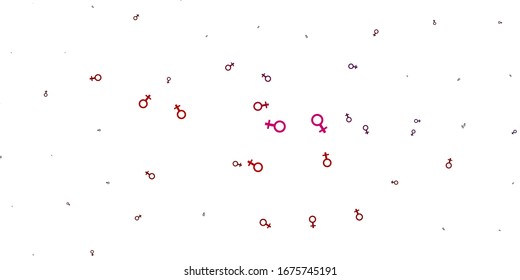 Light Pink, Red vector texture with women's rights symbols. Abstract illustration with a depiction of women's power. Simple design for your web site.