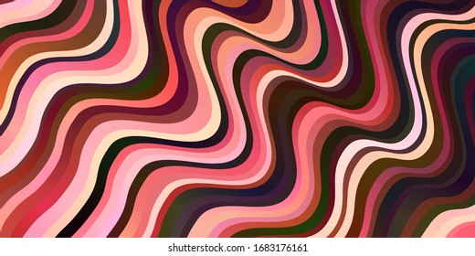 Light Pink, Red vector texture with wry lines. Colorful geometric sample with gradient curves.  Design for your business promotion.