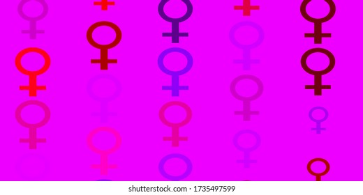 Light Pink, Red vector texture with women's rights symbols. Simple design in abstract style with women’s rights activism. Design for landing pages.
