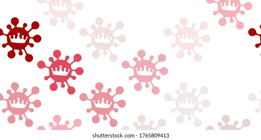 Light pink, red vector texture with disease symbols. Colorful  gradient illness symbols in simple abstract style. Design for biohazard warning.