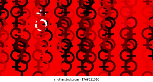 Light Pink, Red vector texture with women's rights symbols. Colorful illustration with gradient feminism shapes. Simple design for your web site.