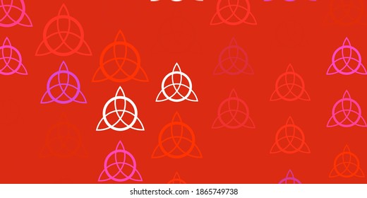 Light Pink, Red vector texture with religion symbols. Abstract illustration with gothic gradient shapes. Simple base for your occult design.