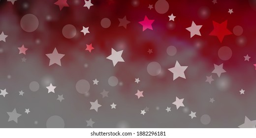 Light Pink, Red vector texture with circles, stars. Illustration with set of colorful abstract spheres, stars. Template for business cards, websites.