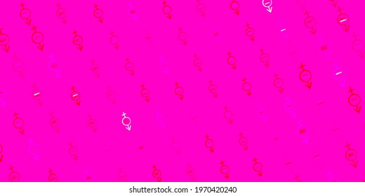 Light Pink, Red vector texture with women rights symbols. Illustration with signs of women strength and power. Background for International Women Day.