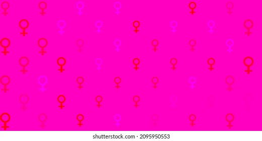 Light Pink, Red vector texture with women rights symbols. Abstract illustration with a depiction of women power. Design for International Women Day.