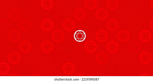 Light Pink, Red vector texture with religion symbols. Colorful mystic symbols with a gradient in ancient style. Best design halloween events.