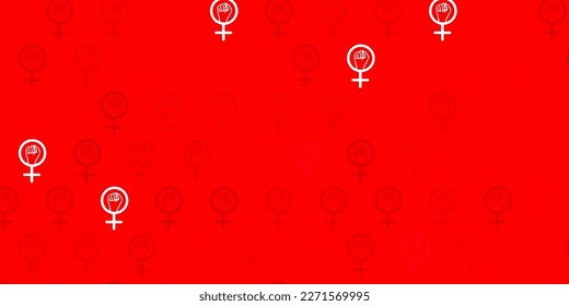 Light Pink, Red vector texture with women rights symbols. Colorful feminism symbols with a gradient in modern style. Best design to show the power of women.