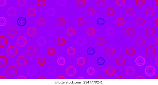Light Pink, Red vector texture with religion symbols. Colorful vintage illustration with gradient alchemy shapes. Design for magic, spiritual events.