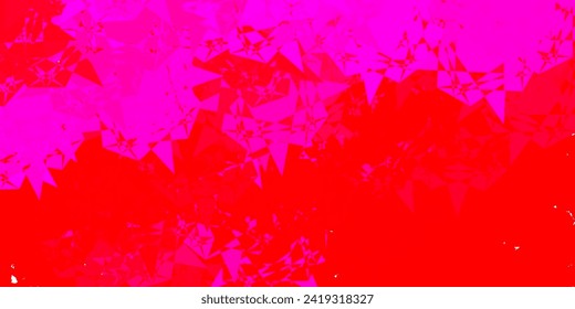 Pink claro, textura vectorial roja con triángulos aleatorios. Ilustración abstracta inteligente con formas triangulares de estilo moderno. Patrón para promociones.
