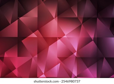 Hellrosa, roter Mosaikhintergrund mit Vektordreieck. Leuchtende polygonale Darstellung, die aus Dreiecken besteht. Strukturiertes Muster für Ihre Hintergründe.