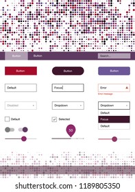Light Pink, Red vector ui ux kit with circles. Beautiful ui ux kit with colorful dots in its header. Simple colorful design for websites.