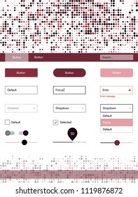 Light Pink, Red vector wireframe kit with dots. Simple Material Design Kit with colorful dots in header. Modern template for your landing page.