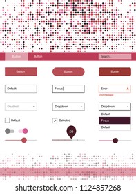 Light Pink, Red vector wireframe kit with dots. Colorful ui/ux kit with header consisted of spheres. Beautiful layout for websites, landing pages.