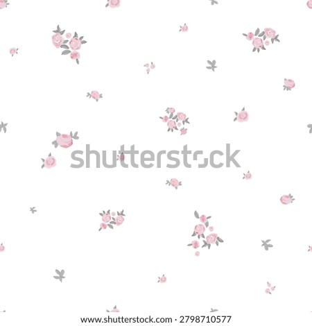 Light pink roses ditsy seamless fabric design pattern