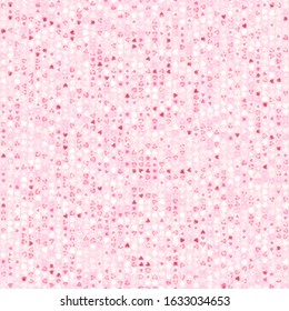 Light pink seamless texture from hearts with mosaic effect. Abstract vector background for web page, banners backdrop, fabric, home decor, wrapping