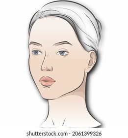 light pink shaded girl face illustration