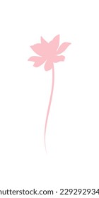 Light pink silhouette of lotus flower on white background. Vector illustration.