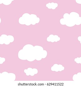 light pink sky white clouds pattern seamless vector.