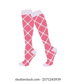 Light pink socks with dark pink crisscross lines Illustration. Ideal for fashion projects, clothing catalogs, digital prints, or playful design themes.