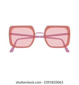 Light pink sunglasses flat illustration vector.  Element for summer vacation, summer holiday, travel, journey, trip, voyage, tourist.