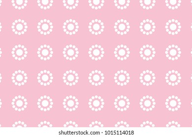 light pink surface with white polka dots rounded pattern. Wallpaper design concept. Geometric circles texture background. Vector 