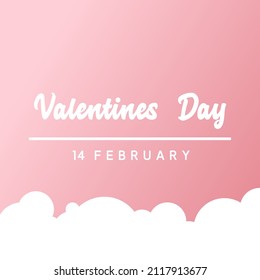 fondo del día de las tarjetas de San Valentín rosa claro con nubes blancas