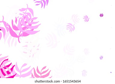 Light Pink vector abstract backdrop with leaves. Doodle illustration of leaves in Origami style with gradient. Brand new design for your business.