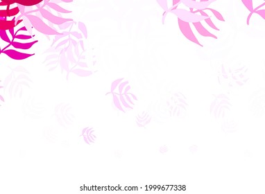 Light Pink vector abstract backdrop with leaves. Creative illustration in blurred style with leaves. The best design for your business.
