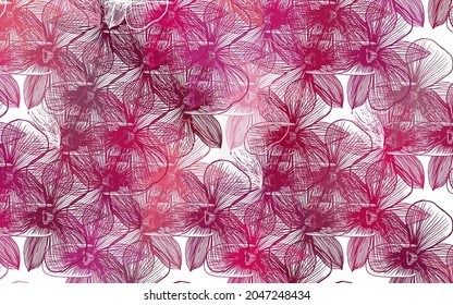 Light Pink vector abstract backdrop with flowers. Colorful illustration with flowers in doodle style. Hand painted design for web, leaflets.
