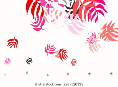 Light Pink vector abstract backdrop with leaves. Colorful abstract illustration with leaves in doodle style. A new texture for your wallpaper design.