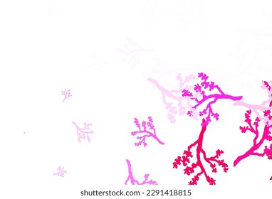 Light Pink vector abstract backdrop with sakura. Leaves and branches with gradient on white background. Textured pattern for websites, banners.