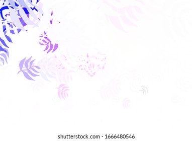 Light Pink vector abstract background with leaves. Doodle illustration of leaves in Origami style with gradient. Hand painted design for web, wrapping.