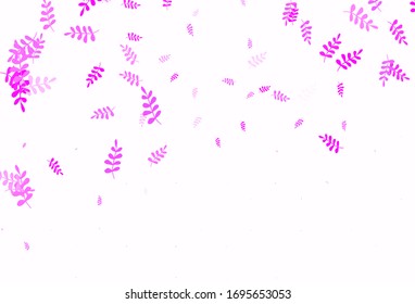 Light Pink vector abstract background with leaves. Colorful abstract illustration with leaves in doodle style. New template for your brand book.
