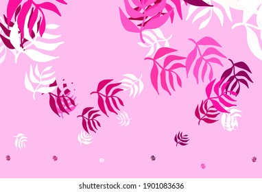 Light Pink vector abstract background with leaves. Brand new colored illustration in blurry style with leaves. New template for your brand book.