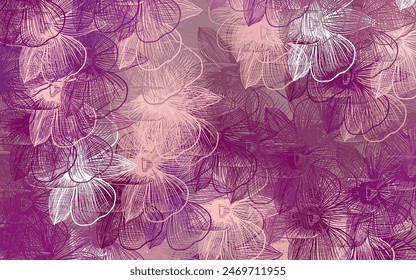 Light Pink vector abstract background with flowers. Illustration with colorful abstract doodle flowers. Textured pattern for websites, banners.