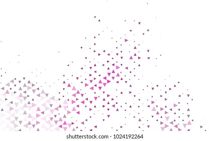 Light Pink vector abstract colorful background, which consist of triangles. Pattern with colored triangles on white background.