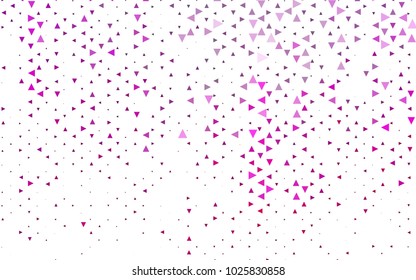 Light Pink vector abstract colorful background, which consist of triangles. Pattern with colored triangles on white background.