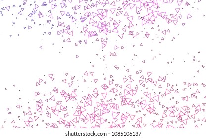 Light Pink vector abstract colorful background, which consist of triangles. Pattern with colored triangles on white background.