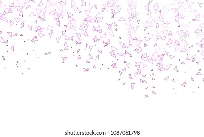 Light Pink vector abstract colorful background, which consist of triangles. Pattern with colored triangles on white background.