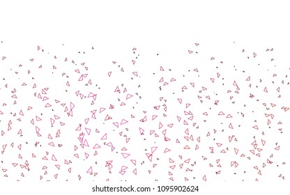 Light Pink vector abstract colorful background, which consist of triangles. Pattern with colored triangles on white background.