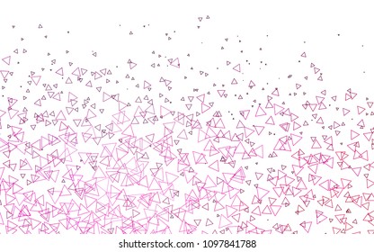 Light Pink vector abstract colorful background, which consist of triangles. Pattern with colored triangles on white background.