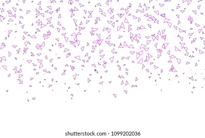 Light Pink vector abstract colorful background, which consist of triangles. Pattern with colored triangles on white background.